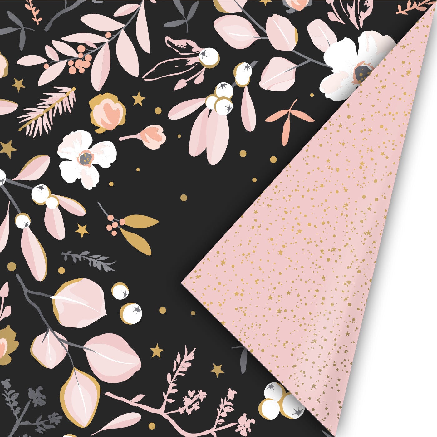 Flower black/pink/gold, 50 x 300 cm