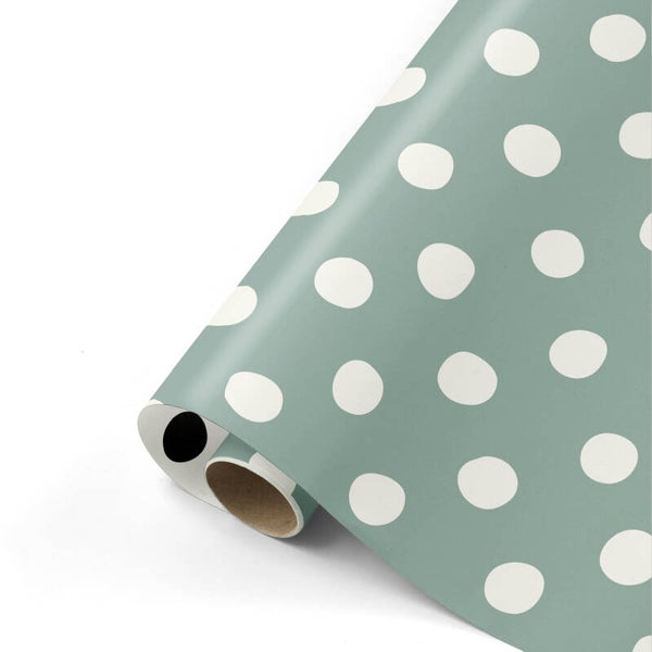 Pretty Polkadots - Salie/wit/zwart, 50 x 300 cm