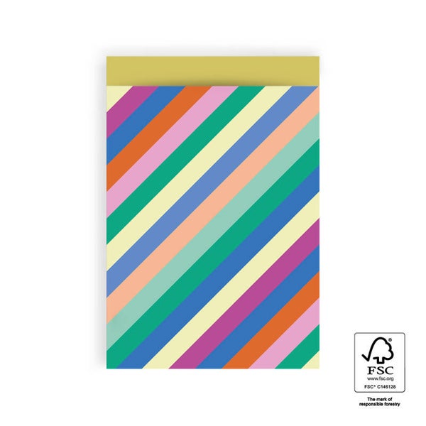Multi Stripes Bright - Yellow, 17 x 25 cm, 5 stuks