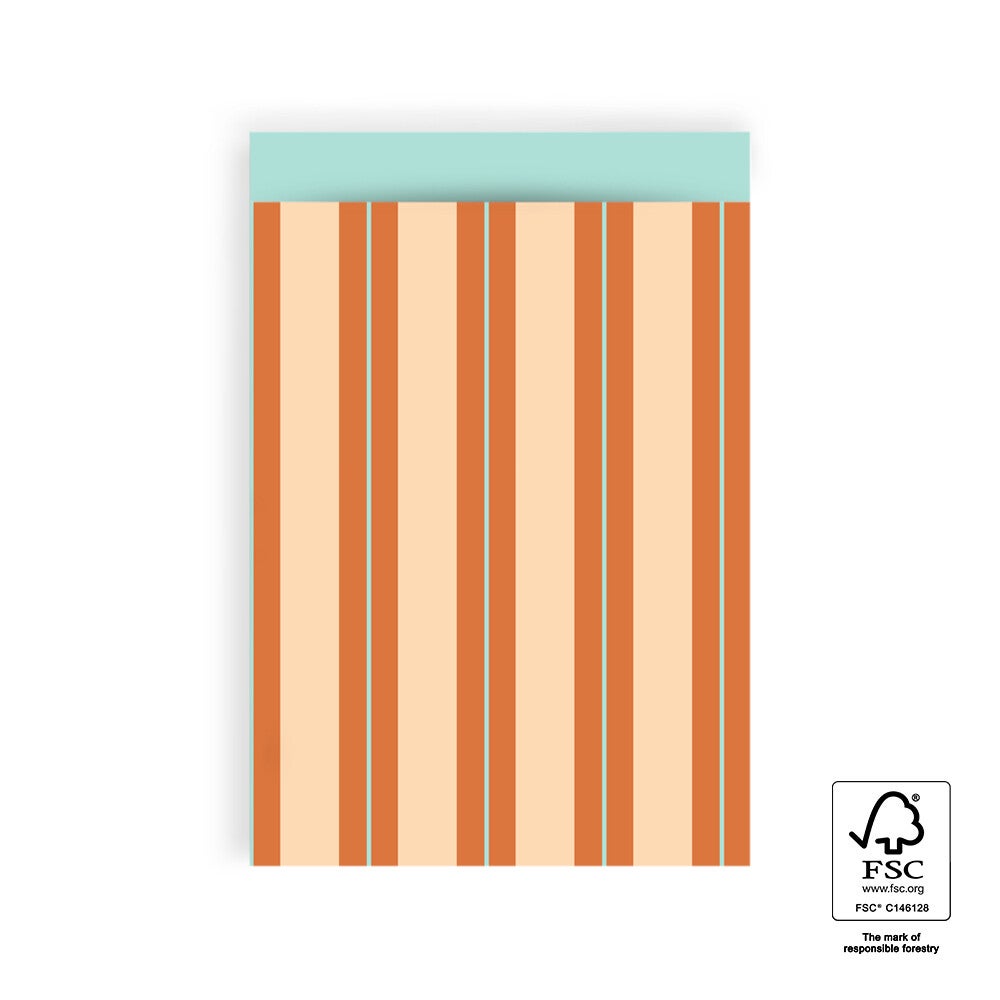 Stripe Chalk Peach - Pistache, 17 x 25 cm, 5 stuks