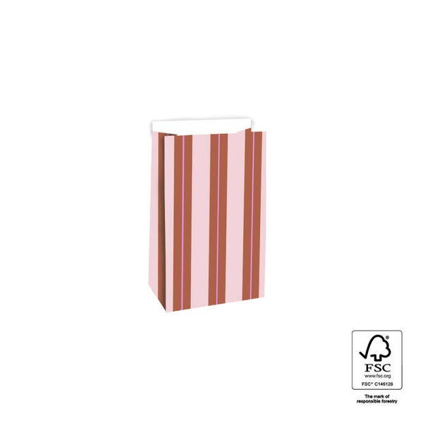 Blokbodemzak Stripe Chalk Terra, 12 x 7 x 19 cm, 2 stuks