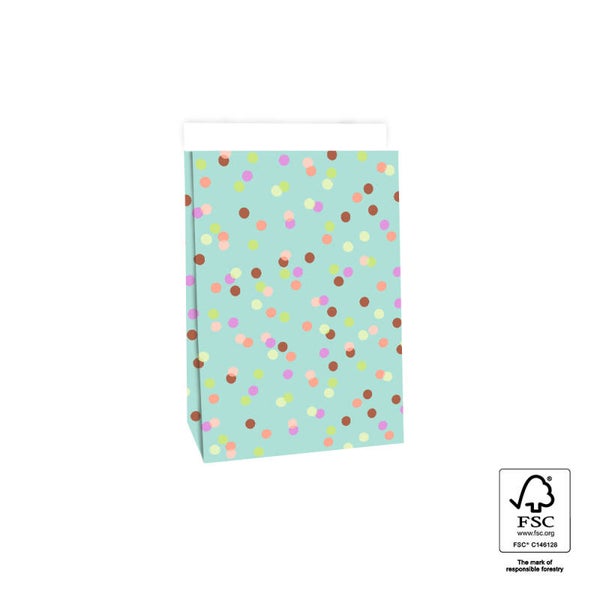 Blokbodemzak Party Confetti Pistache, 17 x 10 x 25 cm, 2 stuks
