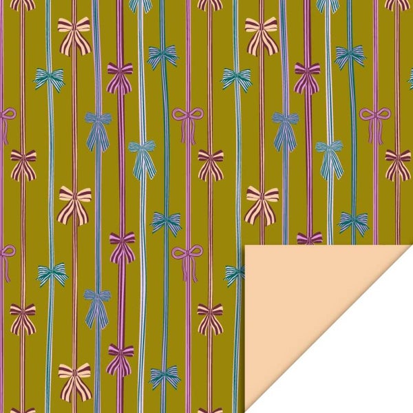 Bow Parade Olive - Peach, 70 x 300 cm