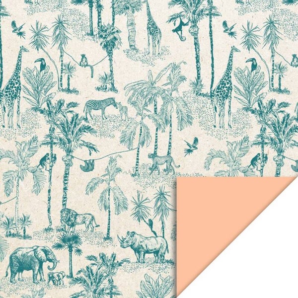 Vintage Jungle Green - Peach, 70 x 300 cm
