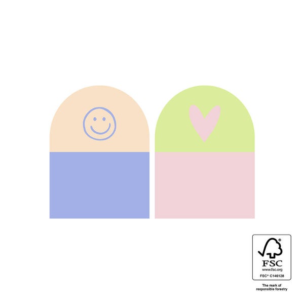 Stickers Duo - Heart/Smiley, 30 x 40 mm, 10 stuks