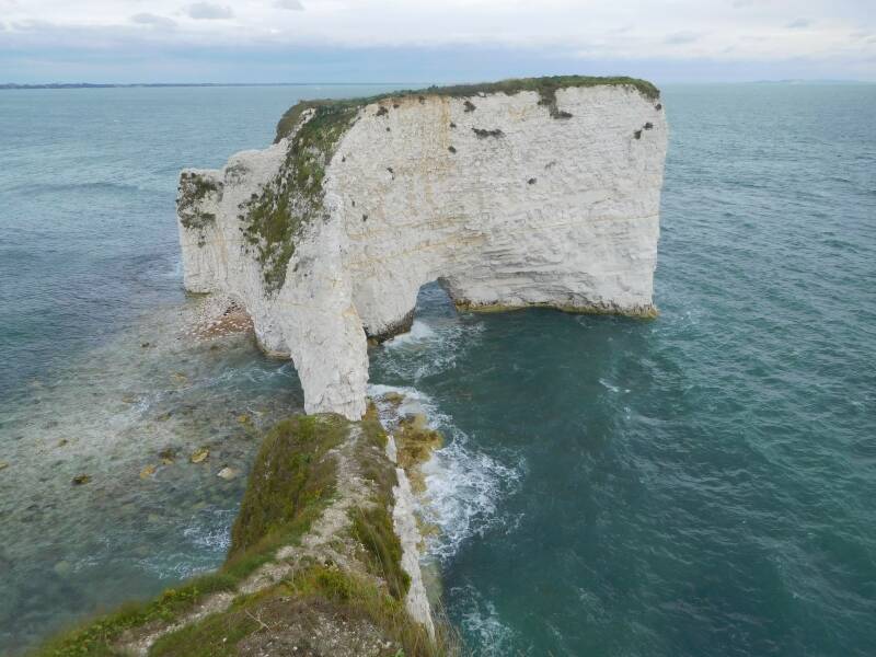 Old Harry Rock, met de witte cliffs.