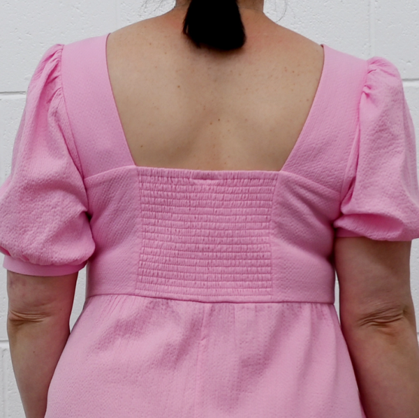 Puff Sleeve Pink Cotton Dress Curve $185