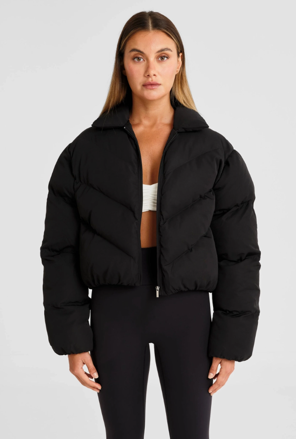 Black Lightweight Puffer Jacket $198