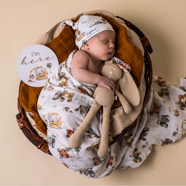 Diggers and Tractors Organic Cotton Muslin Wrap $39.95