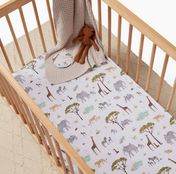Safari Fitted Cot Sheet $49.95