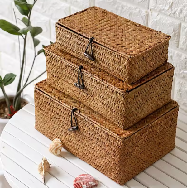 Rattan Woven Organiser and Storage Basket Assorted $33