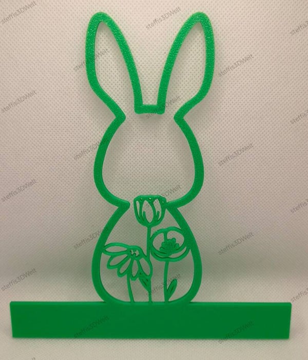 Hase mit Blumen Für ein Klötzchen