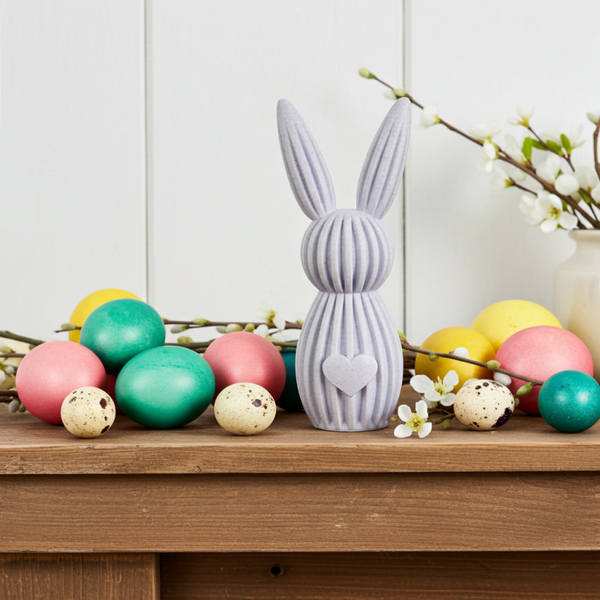 Osterhase in Streifen-Design | Gestreifte Ohren & Körper, 14 cm, texturiert