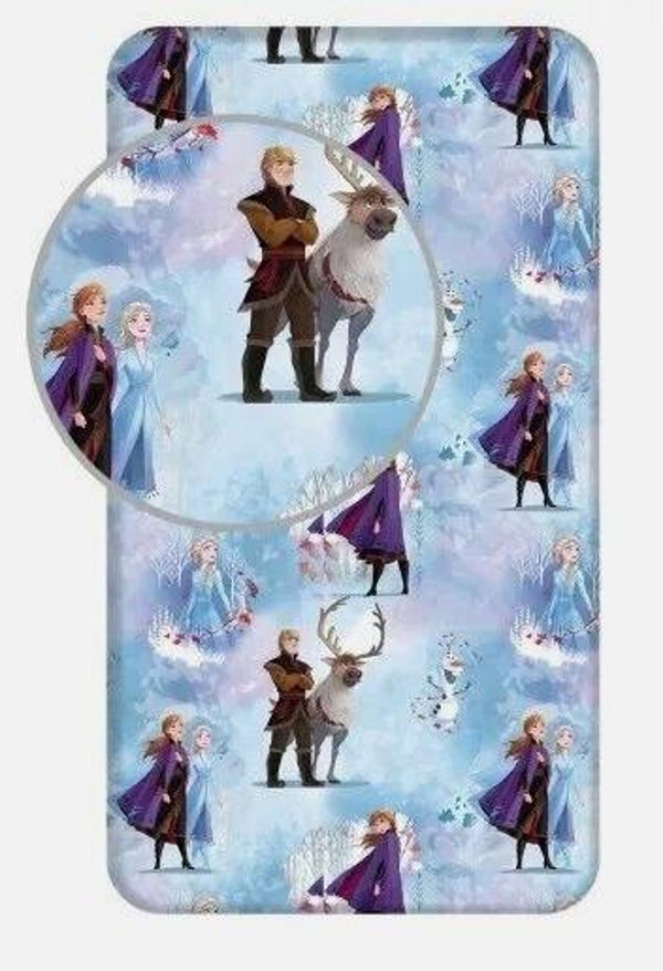 Disney Frozen Blaues Winter-Spannbettlaken 90×200 cm – kalter Wellness-Look für dein Bett