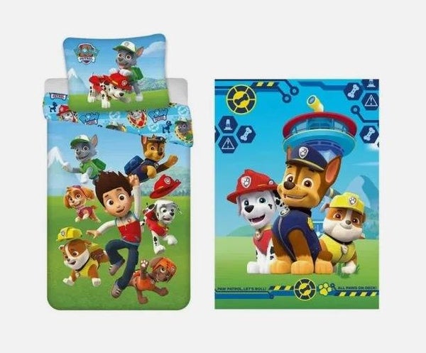 Paw Patrol Squad Kinderbettwäsche & Fleece-Decken-Set