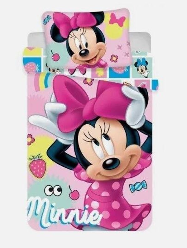 Disney Minnie Tidy Kinderbettwäsche-Set (100x135 cm Bettbezug + 40x60 cm Kissenbezug