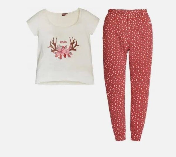 Schöner Hirsch & Blumen Damen-Pyjama – Stilvolles Nacht-Outfit