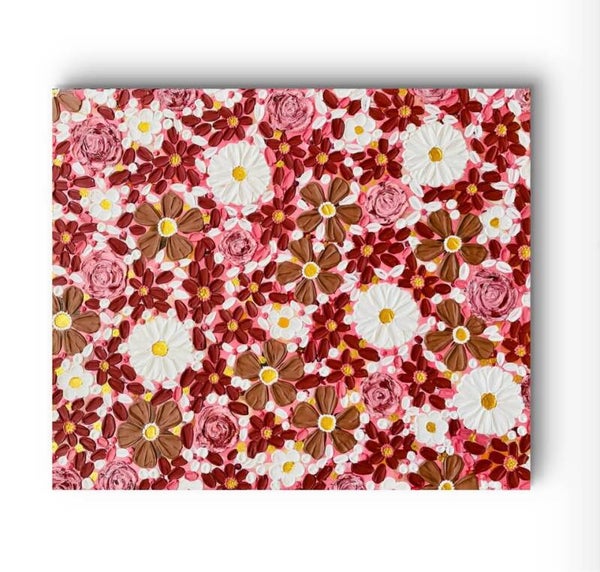 Original Textured Floral Artwork – Deep Edges – Handmade – 50x60cm