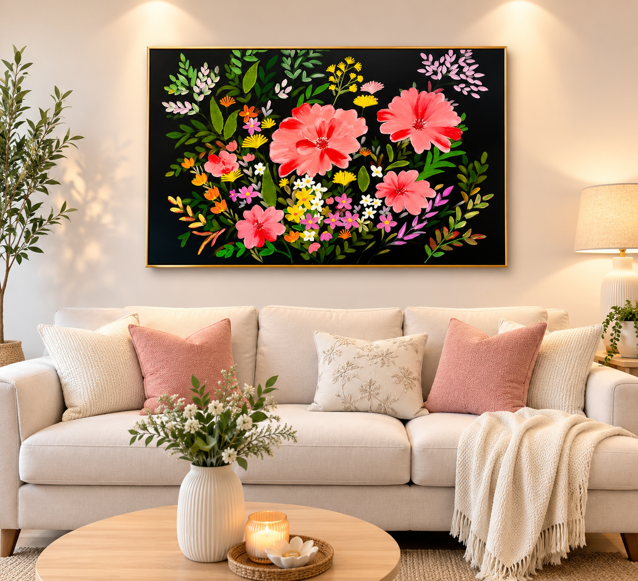 Midnight Wildflowers Framed 61x92cm