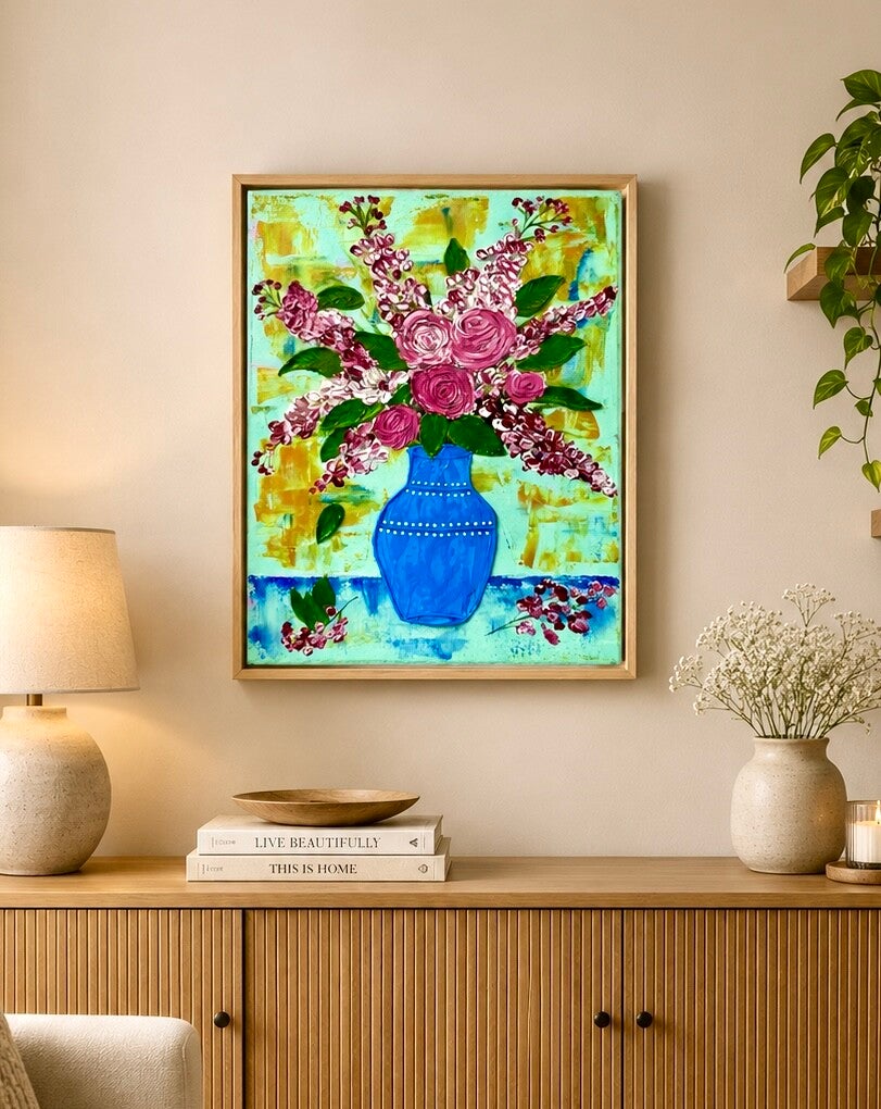 Blush & Blue Blooms 40x30cm
