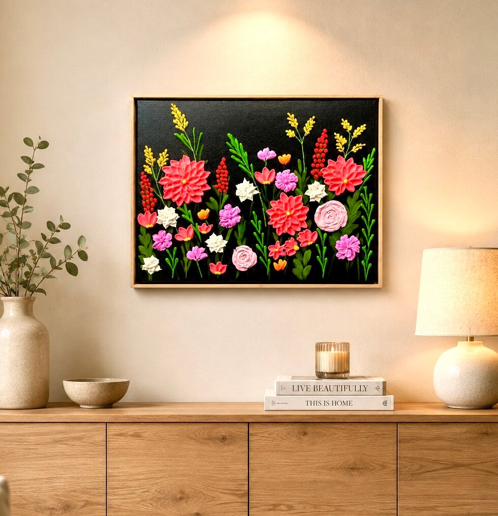 Midnight Wildflowers Framed 30x40cm