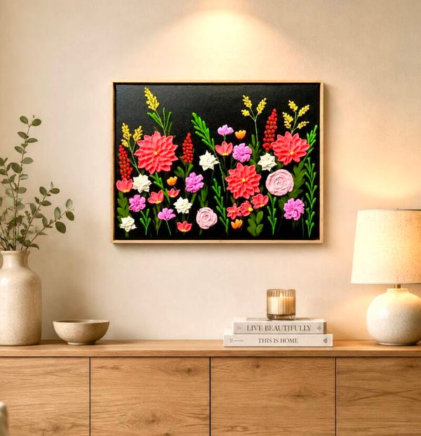 Midnight Wildflowers Framed 30x40cm