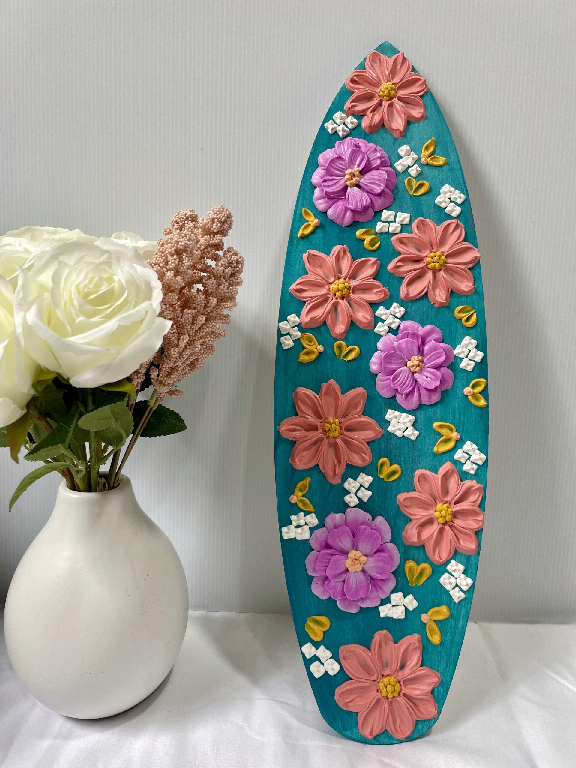 Mini Floral Surfboard Decor