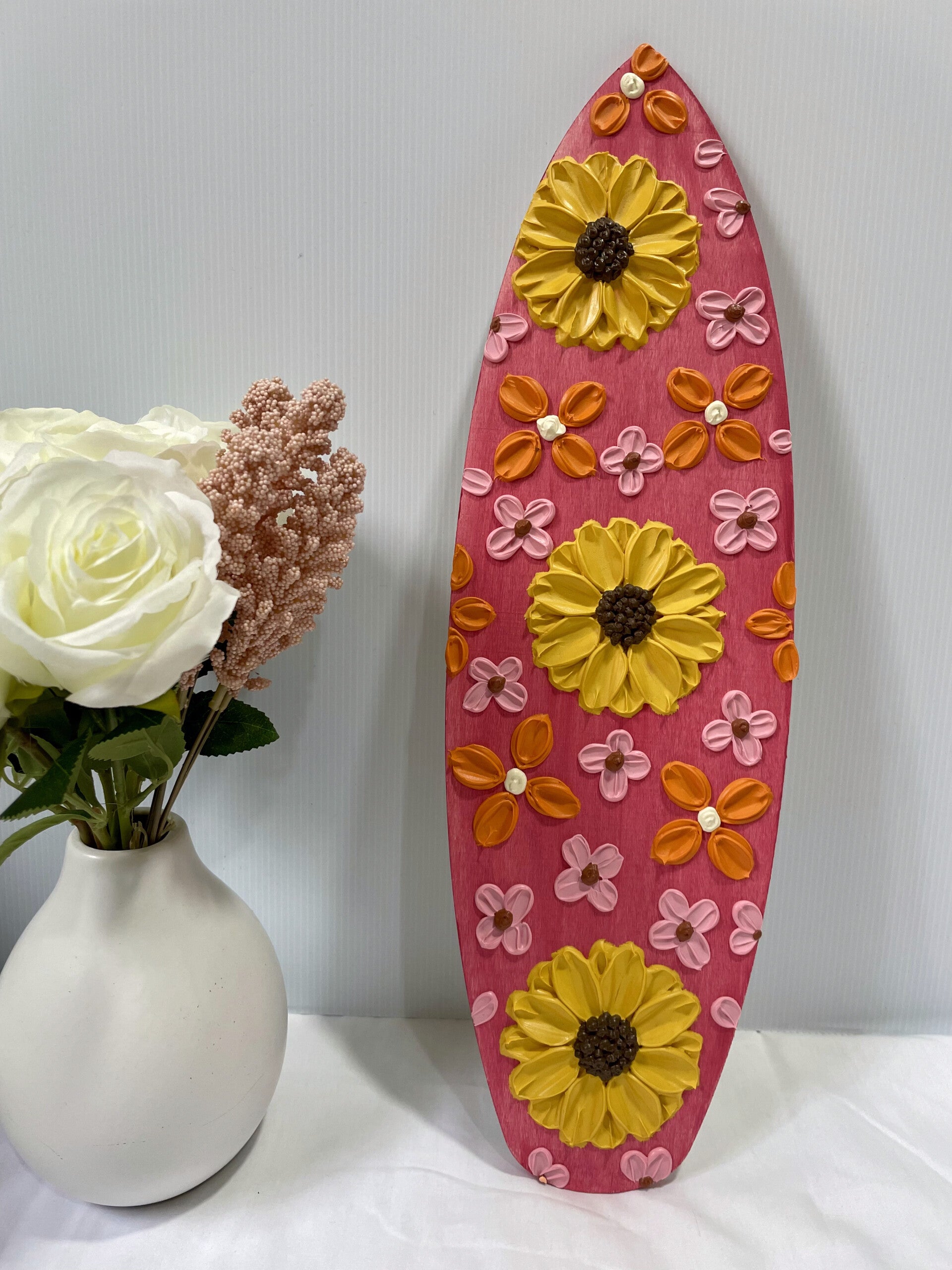 Mini Floral Surfboard Decor