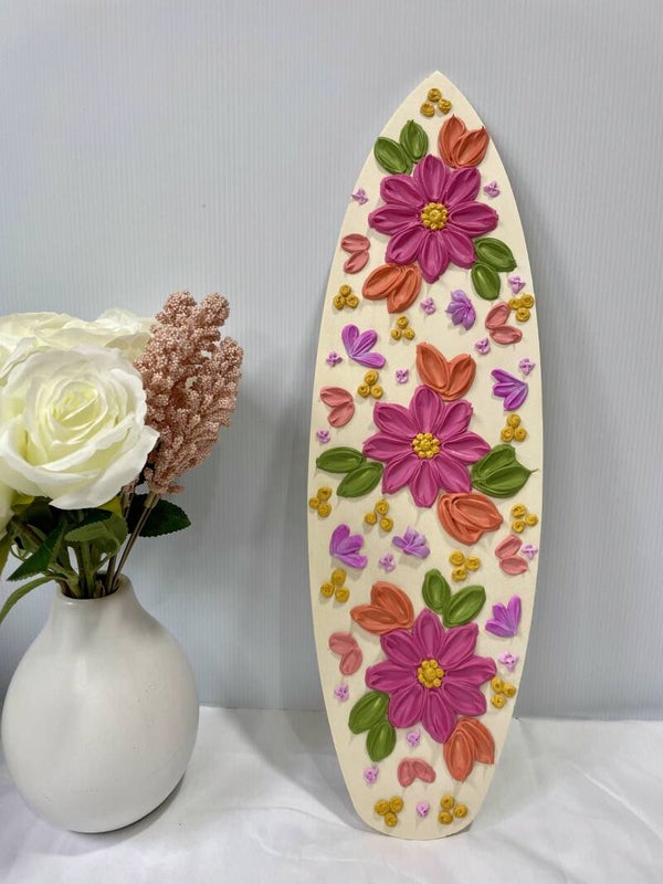 Mini Floral Surfboard Decor