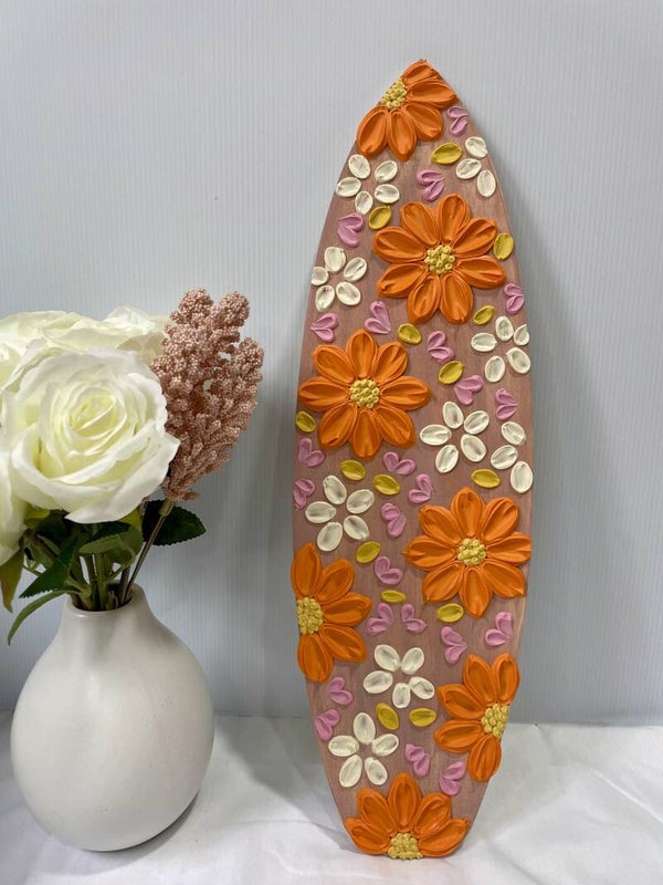 Mini Floral Surfboard Decor