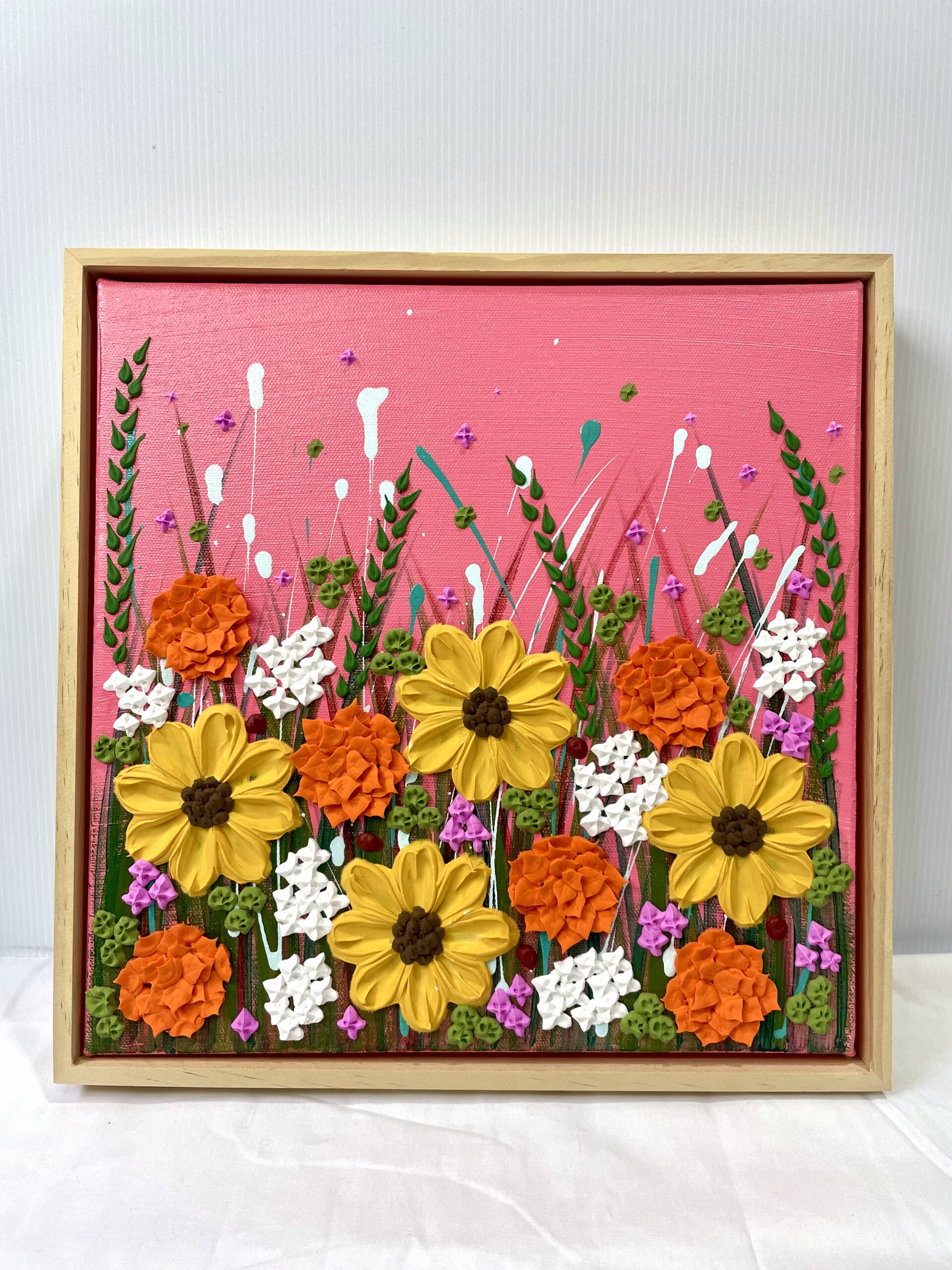 Pink Meadow Dreams 30x30cm Framed