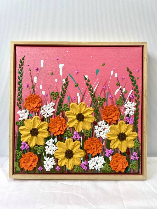 Pink Meadow Dreams 30x30cm Framed