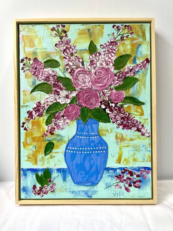 Blush & Blue Blooms 40x30cm
