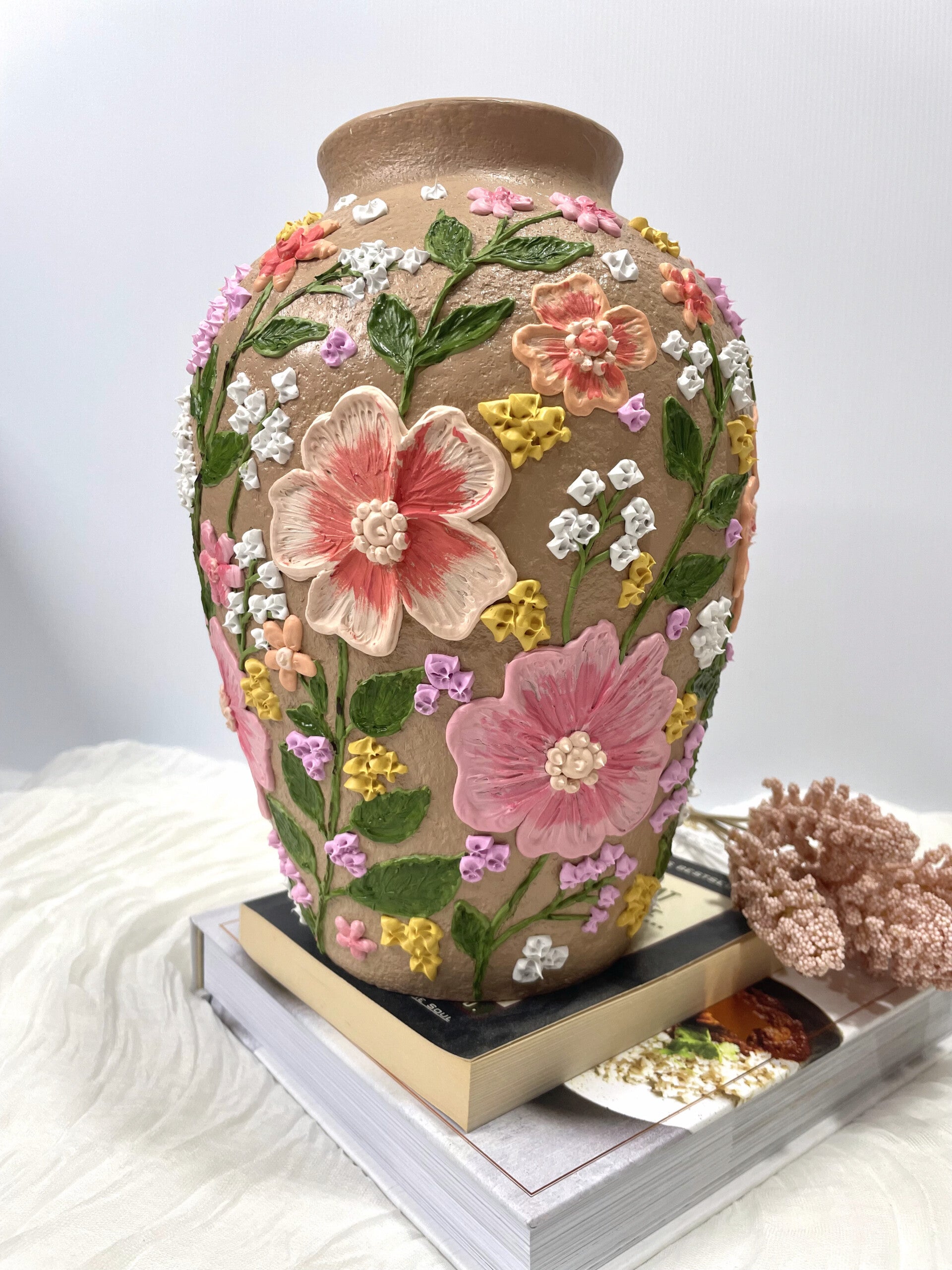 Floral Textured Vase 26cm