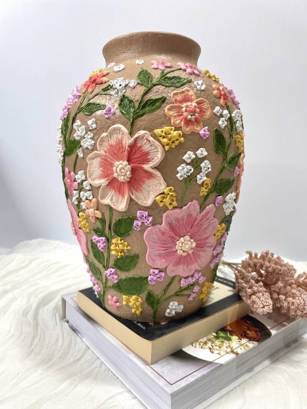 Floral Textured Vase 26cm