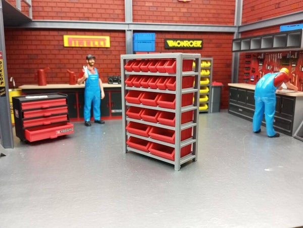 Etagère a bacs pour diorama 1/18 .