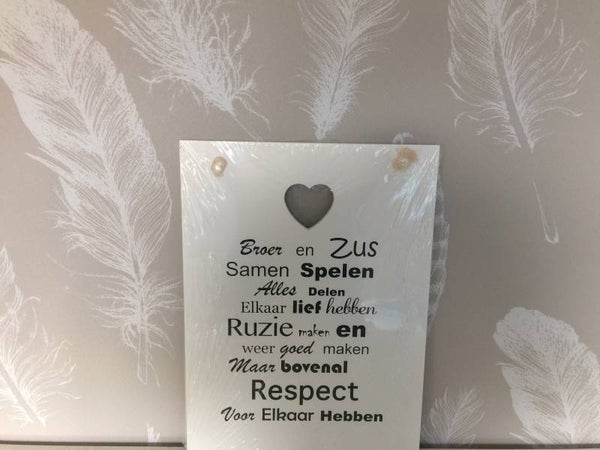 Tekst bord broer en zus