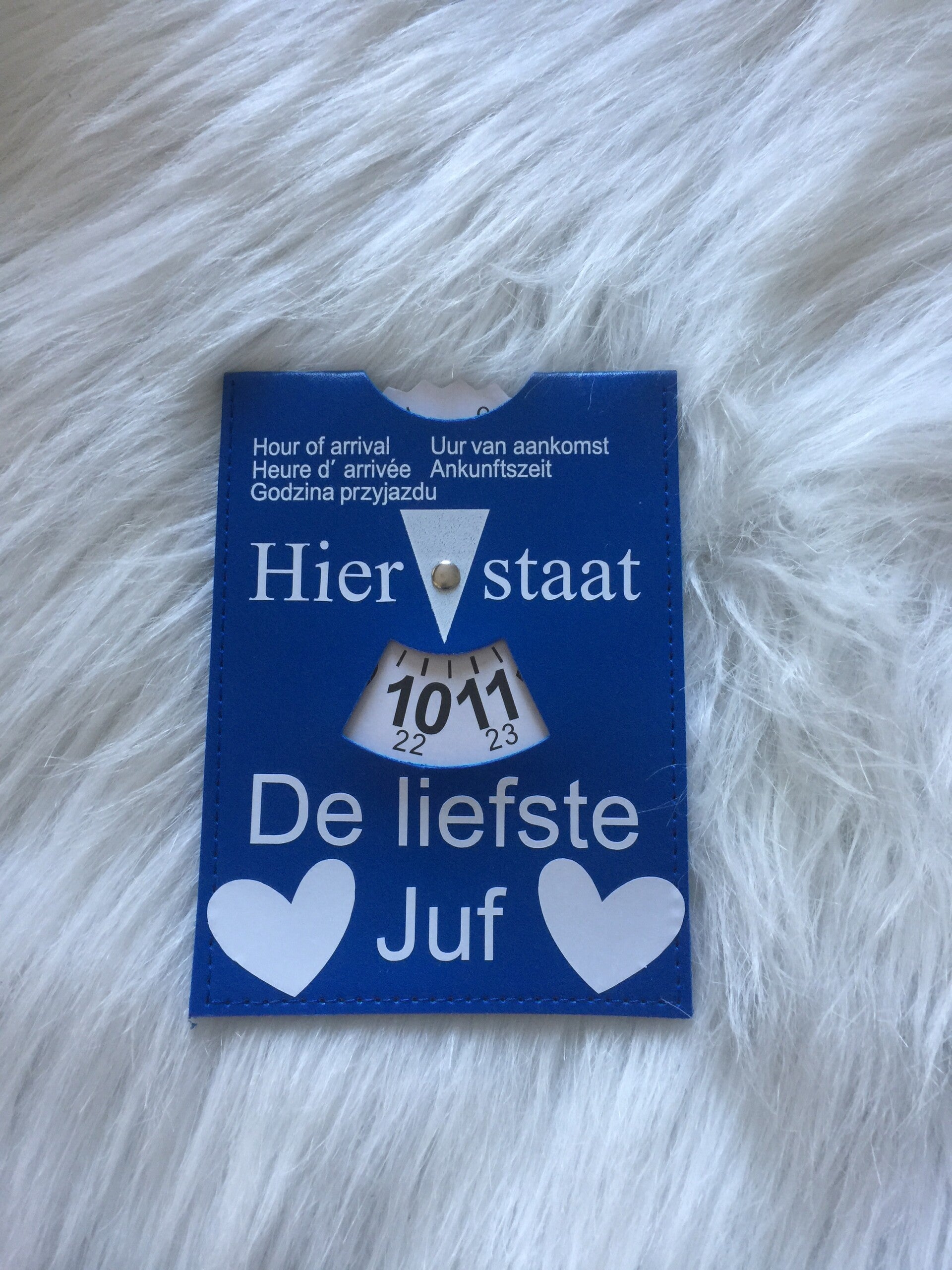 Parkeerschijf met tekst