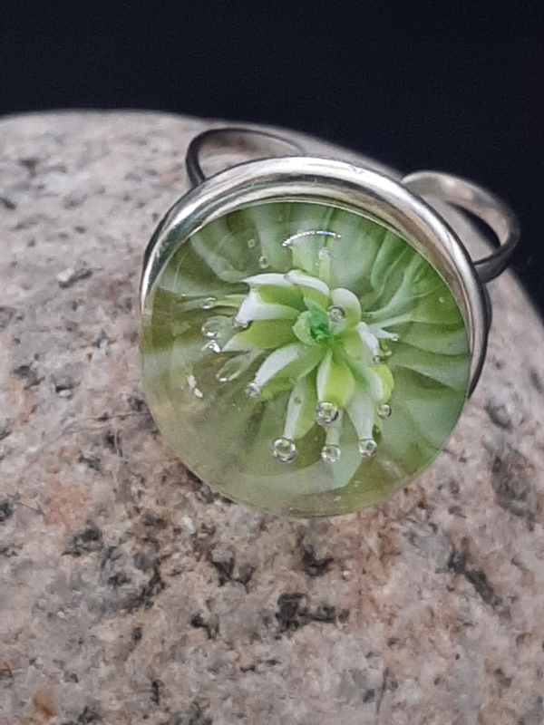 Bague verre de Murano sur argent 925
