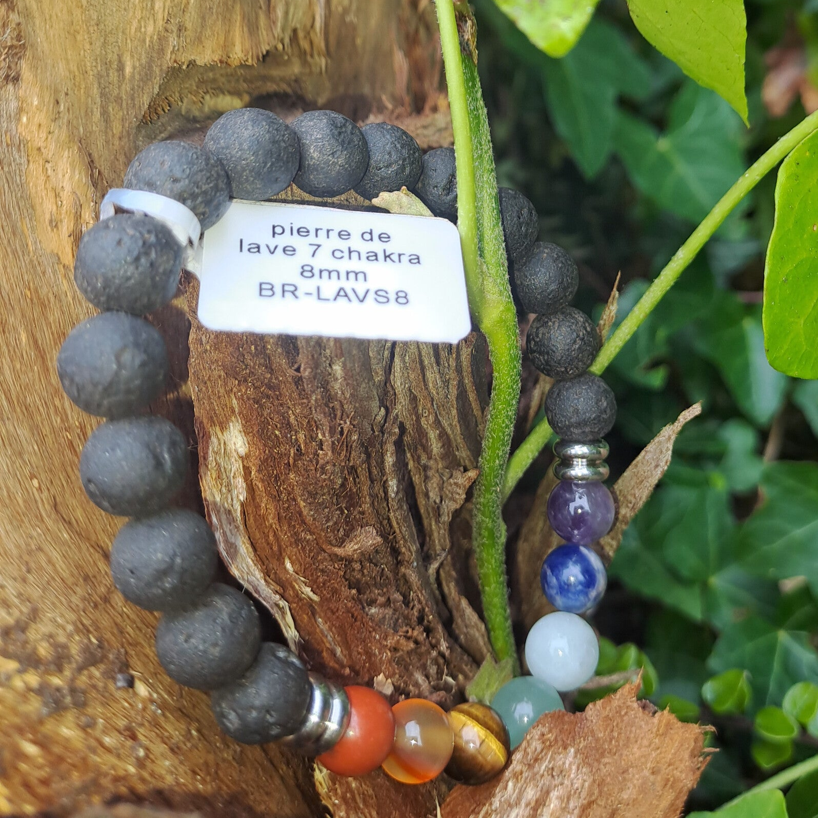 Bracelet 7 chakras pierre de lave  8 mm