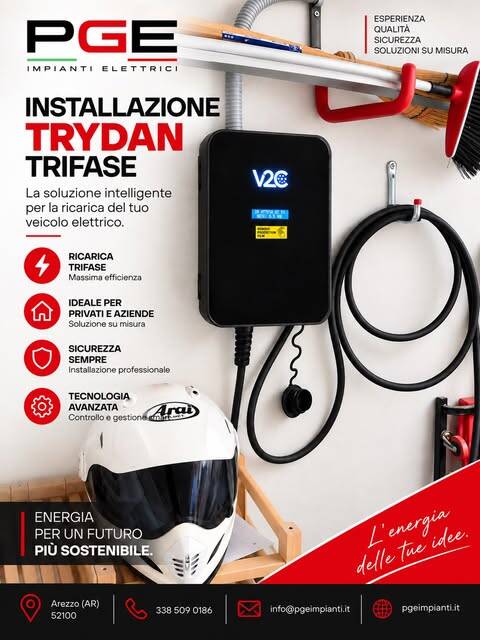 Installazione Trydan trifase in garage, dal profilo Instagram PGE