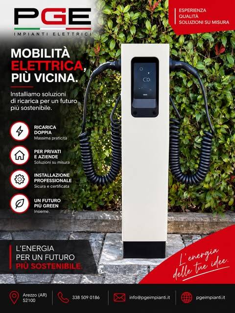 Colonnina di ricarica a due connettori, dal profilo Instagram PGE