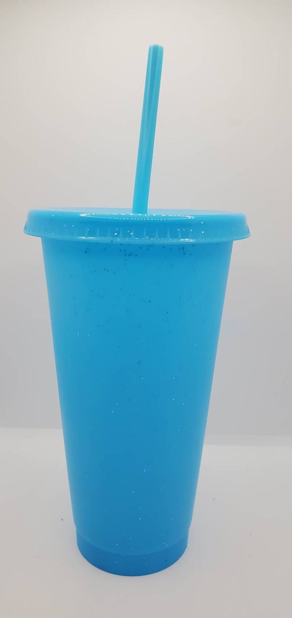 Blue sparkle 24oz cold cup