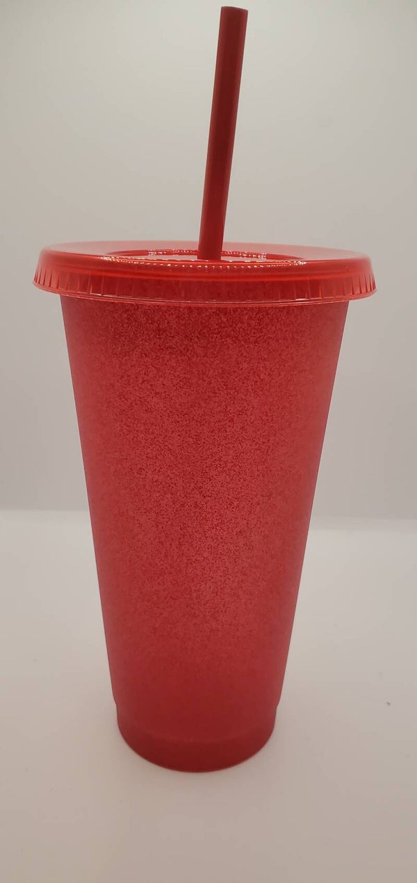 Red sparkle love story 24oz cold cup