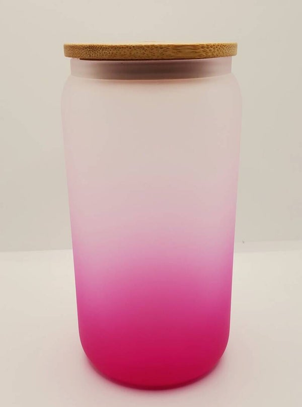 16oz pink glass cup