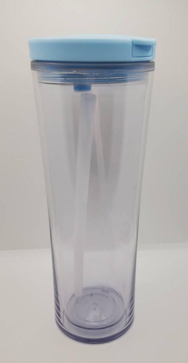 Plastic snowglobe bottle blue lid