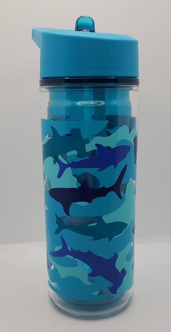 14oz plastic shark snowglobe bottle