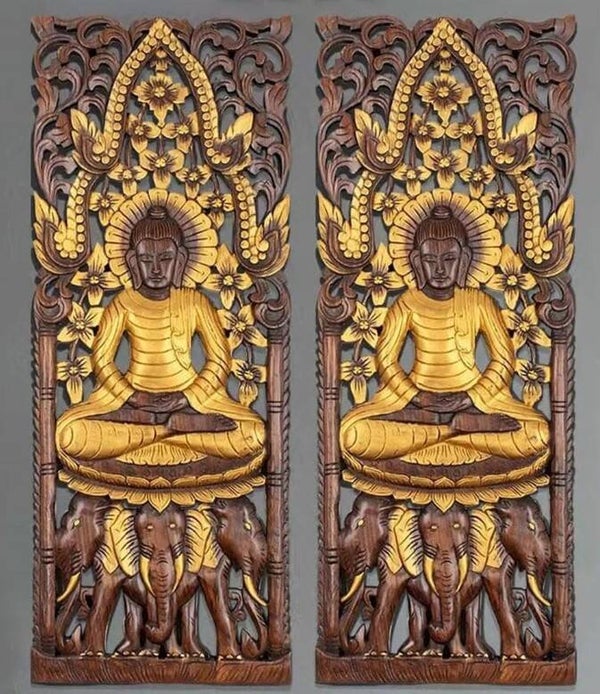 Buddha teak panels