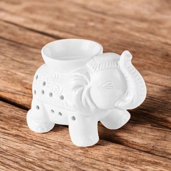 Brûle Parfum Ceramy Éléphant Tandor blanc