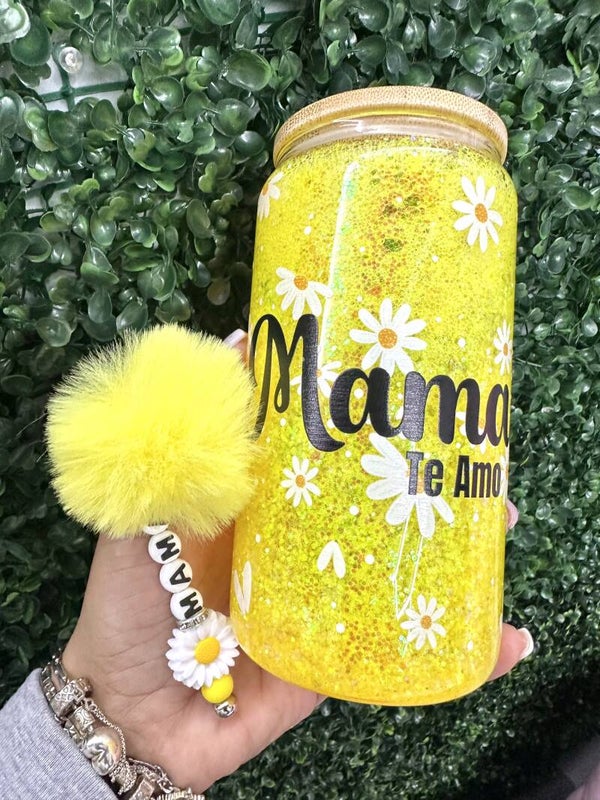 Mama snow globe tumbler set with keychain